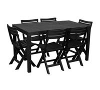 Urbn-Living Urbnliving 79Cm Height Rectangle Garden Plastic Patio Dining Table & 6 Folding Chairs Outdoor Furniture