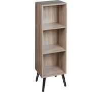 Urbn-Living Urbnliving 80Cm Height 3 Tier Antique Oak Wooden Storage Cube Bookcase Scandinavian Style Black Legs