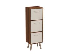 Urbn-Living Urbnliving 80Cm Height 3 Tier Teak Wooden Storage Bookcase Scandinavian Style Pine Legs With Cream Inserts