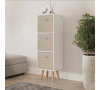 Urbn-Living Urbnliving 80Cm Height 3 Tier White Wooden Storage Bookcase Beige Insert Scandinavian Style Beech Legs