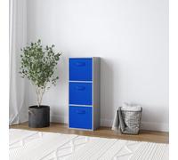 Urbn-Living Urbnliving 80Cm Height Grey 3-Tier Cube Shelving Unit With Dark Blue Inserts