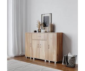 Urbn-Living Urbnliving 80Cm Height Oak Wooden Free Standing Side Corner Two Cabinet Cupboard Hallway Living Room Storage