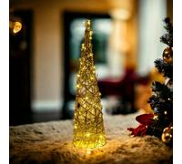 Urbn-Living Urbnliving 80Cm Led Light Up Christmas Tree Cone Pyramids Glitter Fairy Ornament Gold Pearls Colour