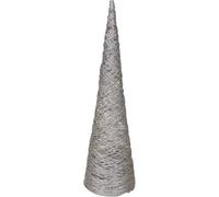URBNLIVING LED Light Up Christmas Tree Cones, Pyramid Shaped Xmas Cone Trees with Fairy Lights, Window Display Home Decor (Silver with Glitter, 80cm)