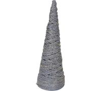 Urbn-Living Urbnliving 80Cm Led Light Up Christmas Tree Silver With Glitter Single Cone Pyramids Glitter Fairy Lights Ornament Colour