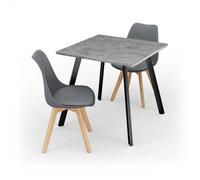 Urbn-Living Urbnliving 80Cm Modern Dining Table & 2 Tulip Dining Chairs Rustic Oak Table & Grey Chair
