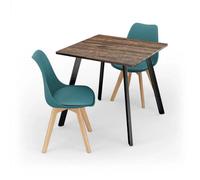 Urbn-Living Urbnliving 80Cm Modern Dining Table & 2 Tulip Dining Chairs Rustic Oak Table & Ocean Chair