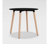 Urbn-Living Urbnliving 80Cm Round Scandi Dining Table Mdf Top Beech Wood Legs - Black