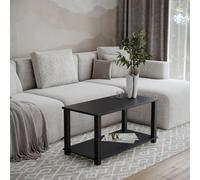 Urbn-Living Urbnliving 80Cm Width Black 2 Tier Coffee Side Table With Shelf Tv Stand