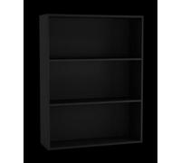 Urbn-Living Urbnliving 80Cm Width Black Colour Wide 3 Shelf Tier Wooden Bookcase Cabinet Storage Shelving Display Shelves Unit