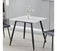 Urbn-Living Urbnliving 80Cm Width Gloss White Modern 4 Seater Ceramic Square Shape Top Kitchen & Dining Room Table