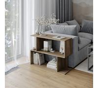 Urbn-Living Urbnliving 80Cm Width Oak 2-Tier Bookcase Irregular Storage Shelf Wooden Shelving Display Organiser Unit