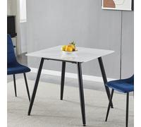 Urbn-Living Urbnliving 80Cm Width White Matt Modern 4 Seater Ceramic Square Shape Top Kitchen & Dining Room Table