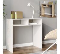 Urbn-Living Urbnliving 80Cm Width Wood Console Table Pc Laptop Computer Desk Office Hallway 2 Storage Shelves White Colour