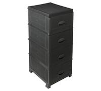 (Anthracite) 4 Tier Shelf Plastic Storage Drawers Home Office Organiser Large Tower Rack Unit