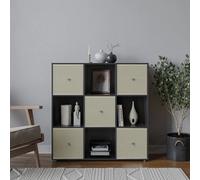 Urbn-Living Urbnliving 9 Cube Black Wooden Bookcase Shelving Unit With 5 Collapsible Fabric Drawers - Beige