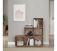 Urbn-Living Urbnliving 90.5Cm Height 6 Cube Step Storage Rustic Brown Bookcase Unit Shelf Home Office Organiser Display Box