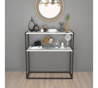 Urbn-Living Urbnliving 90Cm Height White Console Table Slim Modern 2 Shelf Wooden Free Standing With Metal Frame