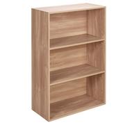 Urbn-Living Urbnliving 90Cm Height Wide 3 Tier Book Shelf Deep Bookcase Storage Cabinet Display Colour Oak Dining Living Room