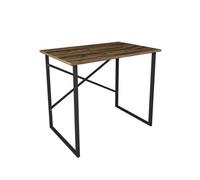 Urbn-Living Urbnliving 90Cm Width Burnt Oak Wooden Computer Desk Modern Study Table Workstation With Metal Legs