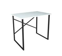 Urbn-Living Urbnliving 90Cm Width White Wooden Computer Desk Modern Study Table Workstation With Metal Legs