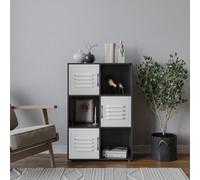 Urbn-Living Urbnliving 91Cm Height 6 Cube Bookcase White Metal Door Display Storage Unit Shelving Cupboard Black