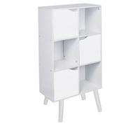 Urbn-Living Urbnliving 91Cm Height 6 Cube White Wooden Bookcase With Beech Legs White Doors Unit Shelves