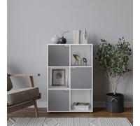 Urbn-Living Urbnliving 91Cm Height White 6 Cube Wooden Bookcase Shelving Display Shelves Storage Unit Grey Wood Shelf Door
