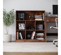 Urbn-Living Urbnliving 94Cm Height 7 Cube Rustic Brown Wooden Bookcase Shelving Display Storage Cabinet Shelves Unit