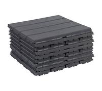 Urbn-Living Urbnliving 9Pc Anthracite Colour Interlocking Plastic Garden Path Floor Tiles Decking Patio Grid Lawn