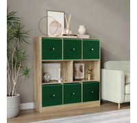 Urbn-Living Urbnliving Asymmetrical 8 Cube Bookcase Shelf Storage Unit W/ 6 Fabric Drawer Inserts (Oak+Green)