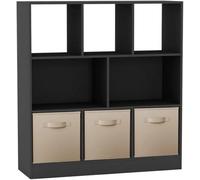 Urbn-Living Urbnliving Asymmetrical 8 Cube Bookcase With 3 Fabric Drawers Modern Home And Office Storage Unit - Beige