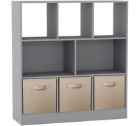 Urbn-Living Urbnliving Asymmetrical 8 Cube Bookcase With 3 Fabric Drawers Modern Storage & Display Unit For Home Or Office - Beige