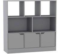 Urbn-Living Urbnliving Asymmetrical 8 Cube Grey Bookcase Freestanding Storage Unit With 3 Plain Doors - Grey