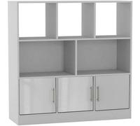 Urbn-Living Urbnliving Asymmetrical 8 Cube White Bookcase Freestanding Storage Unit With 3 Gloss Doors - White