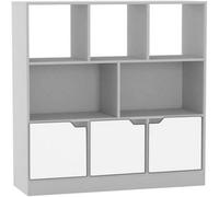 Urbn-Living Urbnliving Asymmetrical 8 Cube White Bookcase Freestanding Storage Unit With 3 Plain Doors - White