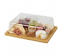 Urbn-Living Urbnliving Bamboo Cheese Board Charcuterie Serving Tray With Clear Dome Lid