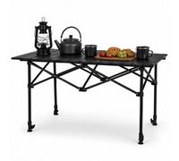 Urbn-Living Urbnliving Black Metal Folding Camping Table Portable Roll Up Picnic Bbq Garden Table - Large Adjustable Height From 50Cm To 80Cm