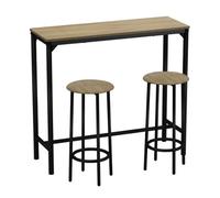 Urbn-Living Urbnliving Cancun Bar Table & 2/4 Stools Set Kitchen Dining Breakfast Industrial Furniture 3 Piece - Oak