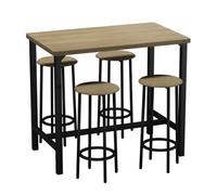 Urbn-Living Urbnliving Cancun Bar Table & 2/4 Stools Set Kitchen Dining Breakfast Industrial Furniture 5 Piece - Oak