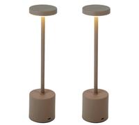 Urbn-Living Urbnliving Cordless Rechargeable Led Touch Table Lamp Dimmable Usb Night Light - Taupe Set Of 2