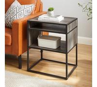 Urbn-Living Urbnliving Grey 51Cm Width Industrial Modern Square Open Shelf Storage Sofa Side End Night Stand Table