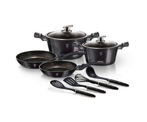 Urbn-Living Urbnliving Height 11.8Cm Berlinger Haus 10Pc Black Carbon Pro Cookware Set Aluminium Non Stick Pots Pans Induction Tools