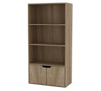 Urbn-Living Urbnliving Height 118Cm 4 Tier Wooden Bookcase Cupboard With Doors Storage Shelving Display Colour Oak Door Oak Cabinet Unit