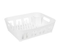 Urbn-Living Urbnliving Height 12Cm Large White Plastic Dish Drying Rack Drip Drainer Kitchen Sink Tray With Utensil Holder