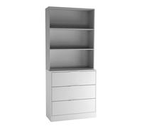 Urbn-Living Urbnliving Height 180Cm White Drawers & Grey Bookcase 80Cm Width 3 Tier Wooden Storage Chest Cabinet & Display Bookcase Shelving
