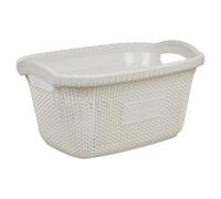 Urbn-Living Urbnliving Height 23Cm 30L White Plastic Rattan Laundry Clothes Basket Storage Hamper With Handles