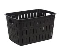 URBNLIVING 20L Plastic Bamboo Look Basket Laundry Clothes Storage Sorter Hamper with Handles (Brown)