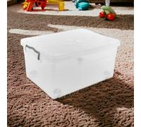 URBNLIVING 40L Clear Plastic Stackable Airtight Storage Box Clip Lock Lid on 4 Wheels