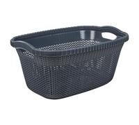 URBNLIVING Violetta Plastic Rattan Laundry Clothes Basket Storage Hamper with Handles (Anthracite, 40L)